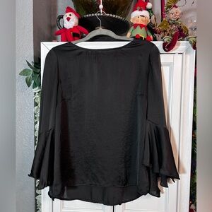Dark Grey Silky Blouse Loose and‎ Flowy MEDIUM
